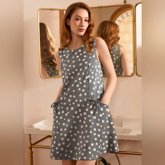 Modcloth | Dresses | Modcloth Ribbon Whimsy Pocket Dress Black And White  Sleeveless Sundress | Poshmark